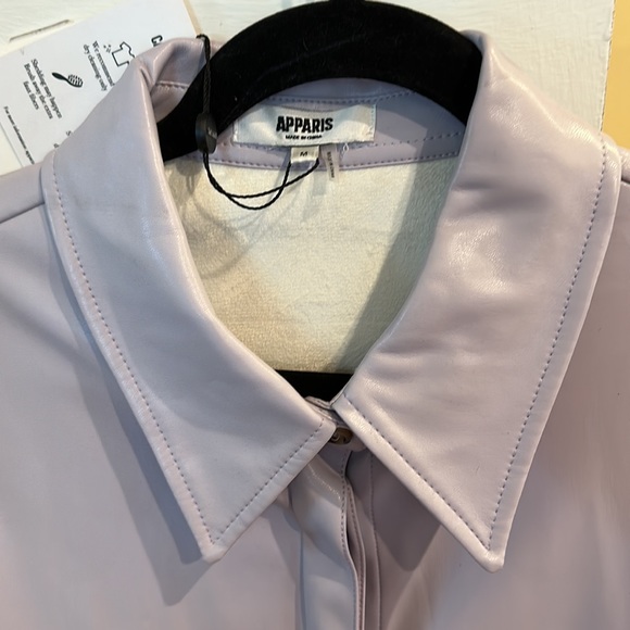 APPARIS VEGAN LEATHER 3/4 LENGTH SHIRT/JACKET - LAVENDER - SIZE MEDIUM - Picture 3 of 9